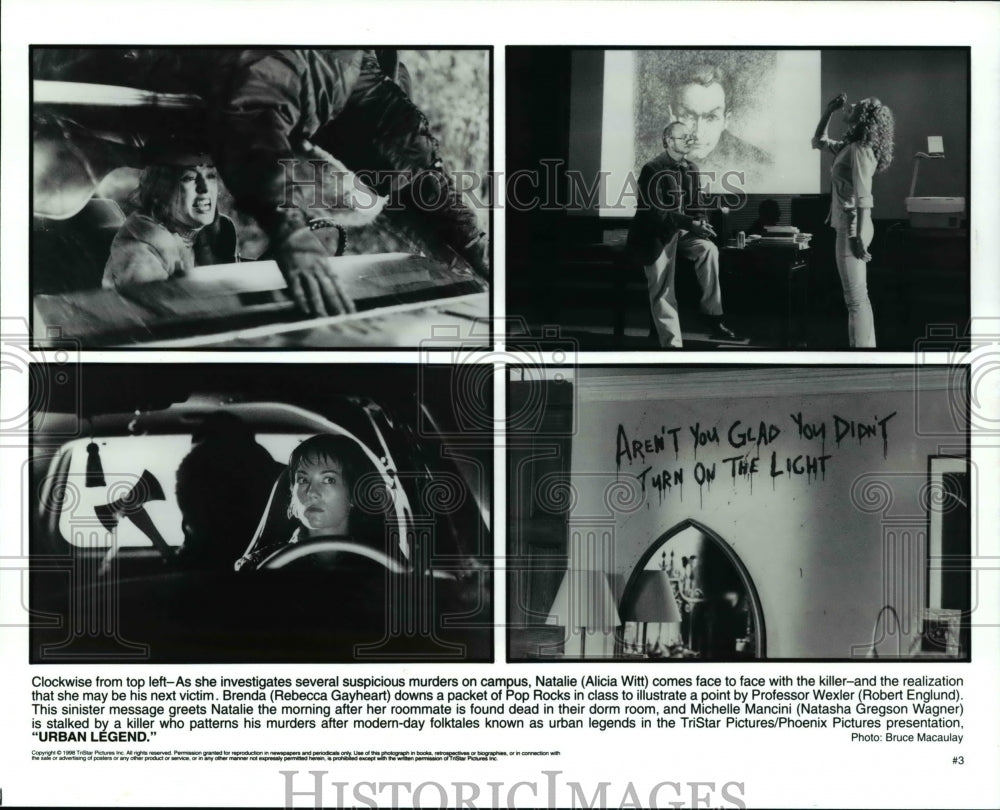 1998, Alicia Witt Rebecca Gayhart Robert Englund "Urban Legend" - Historic Images
