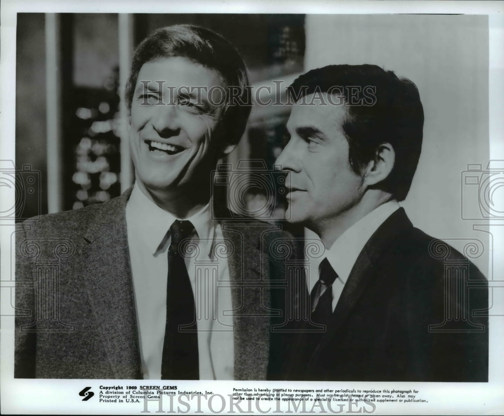 Press Photo Pat Harrington, Jr., and Monte Markham in ABC's Mr. Deeds Goes To- Historic Images