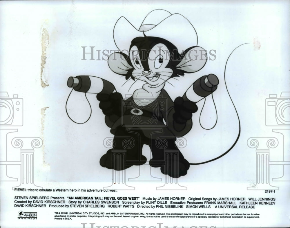 1991 Press Photo Fievel in An American Tail: Fievel Goes West - cvp29479 - Historic Images