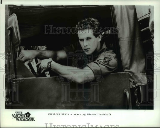 1986 Press Photo Michael Dudikoff in American Ninja on The Movie Channel- Historic Images