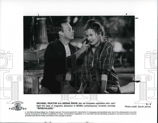1994 Press Photo Press Photo Geena Davis Michael Keaton In Speechless - Historic Images
