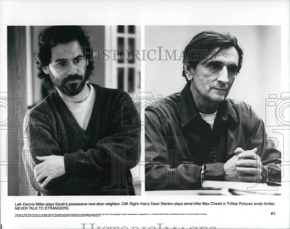 1995, Dennis Miller Harry Dean Stanton Never Talk to Stangers - Historic Images