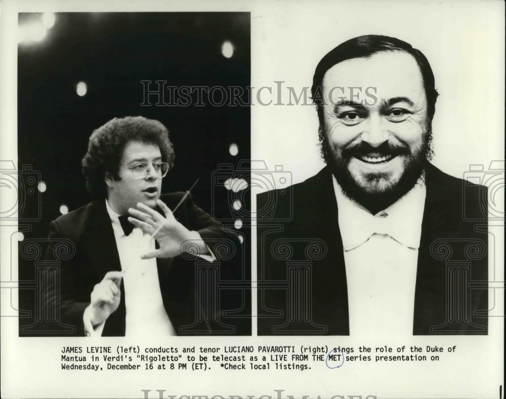 1984 James Levine conductor and Luciano Pavarotti Italian Tenor - Historic Images