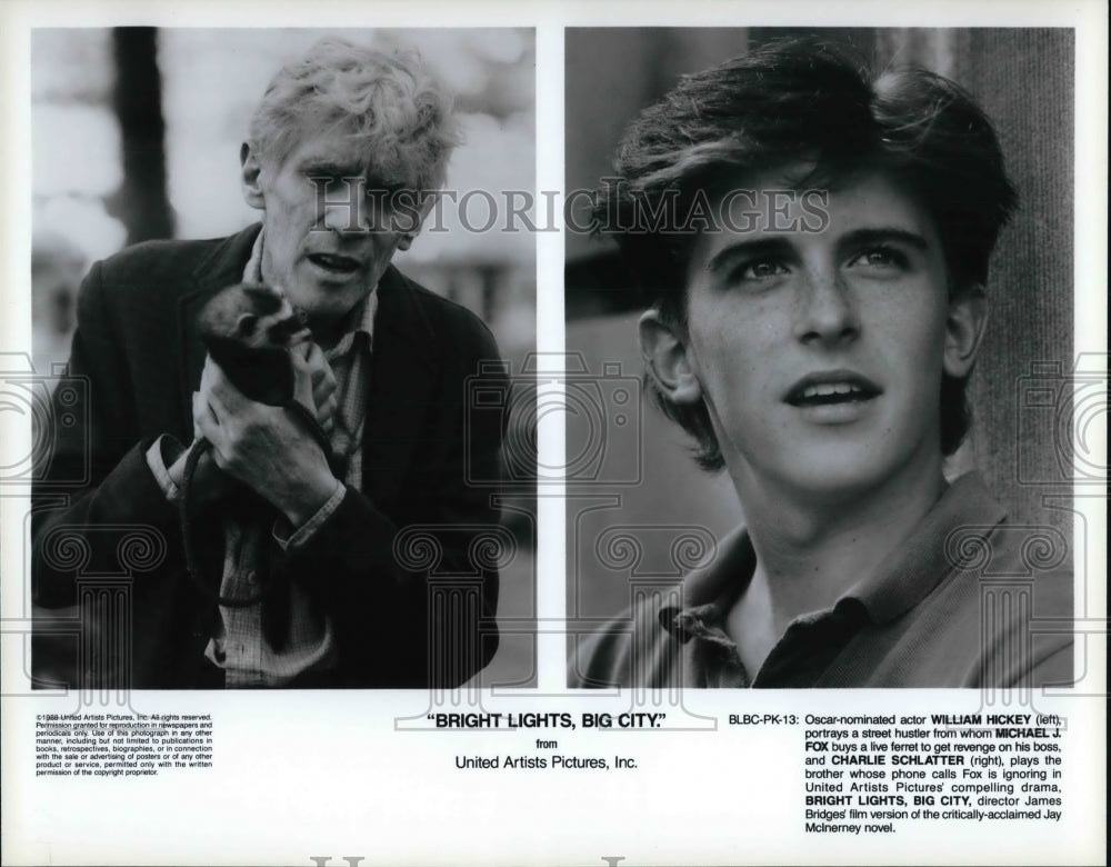 1989 Press Photo William Hickey & Michael J Fox in Bright Lights, Big City - Historic Images