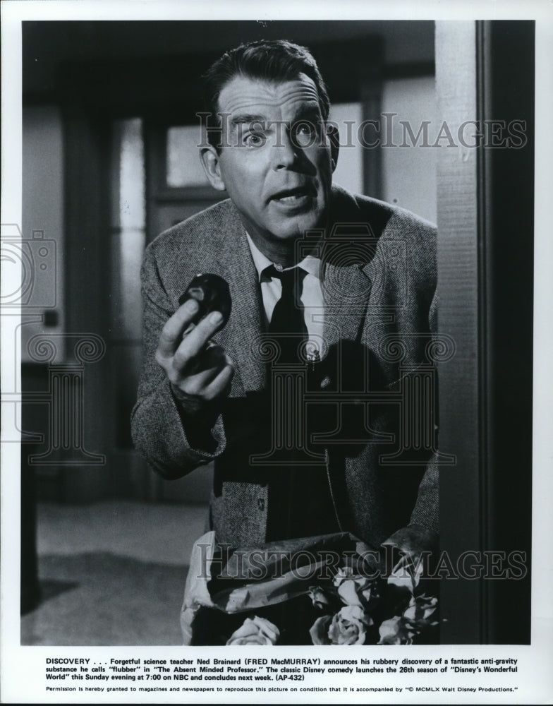 1961 Press Photo Fred MacMurray in The Absent Minded Professor - Historic Images