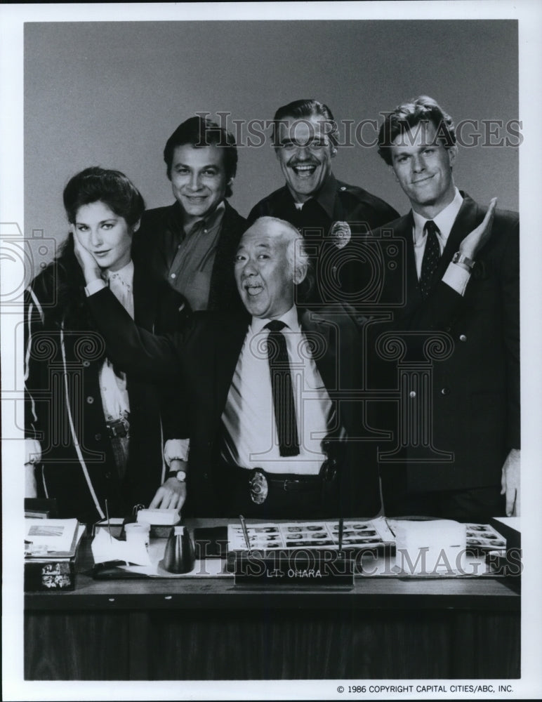 1986 Press Photo Pat Morita & Cast Members of Ohara - cvp31932-Historic Images