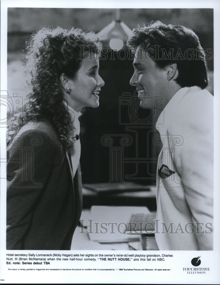 1989 Press Photo Molly Hagan and Brian McNamara on The Nutt House - Historic Images