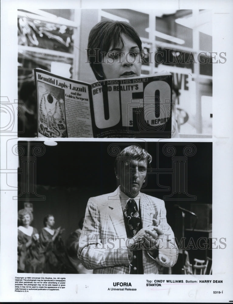 1985 Press Photo Cindy Williams and Harry Dean Stanton in Uforia - Historic Images