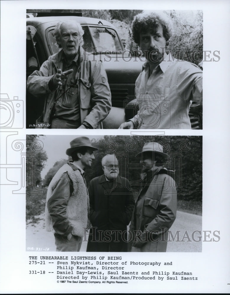 1987 Press Photo Sven Kykvist Philip Kaufman in Unbearable Lightness of Being - Historic Images