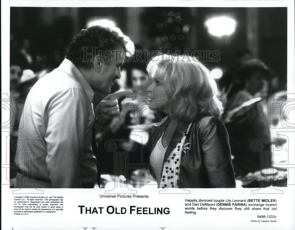 1997 Press Photo Bette Midler &amp; Deniis Farina in That Old Feeling - cvp32128 - Historic Images