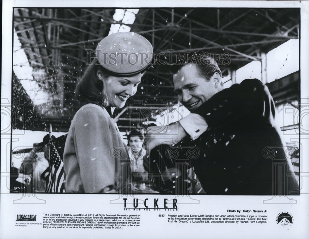 1988 Press Photo Jeff Bridges and Joan Allen in Tucker The Man and His Dream - Historic Images
