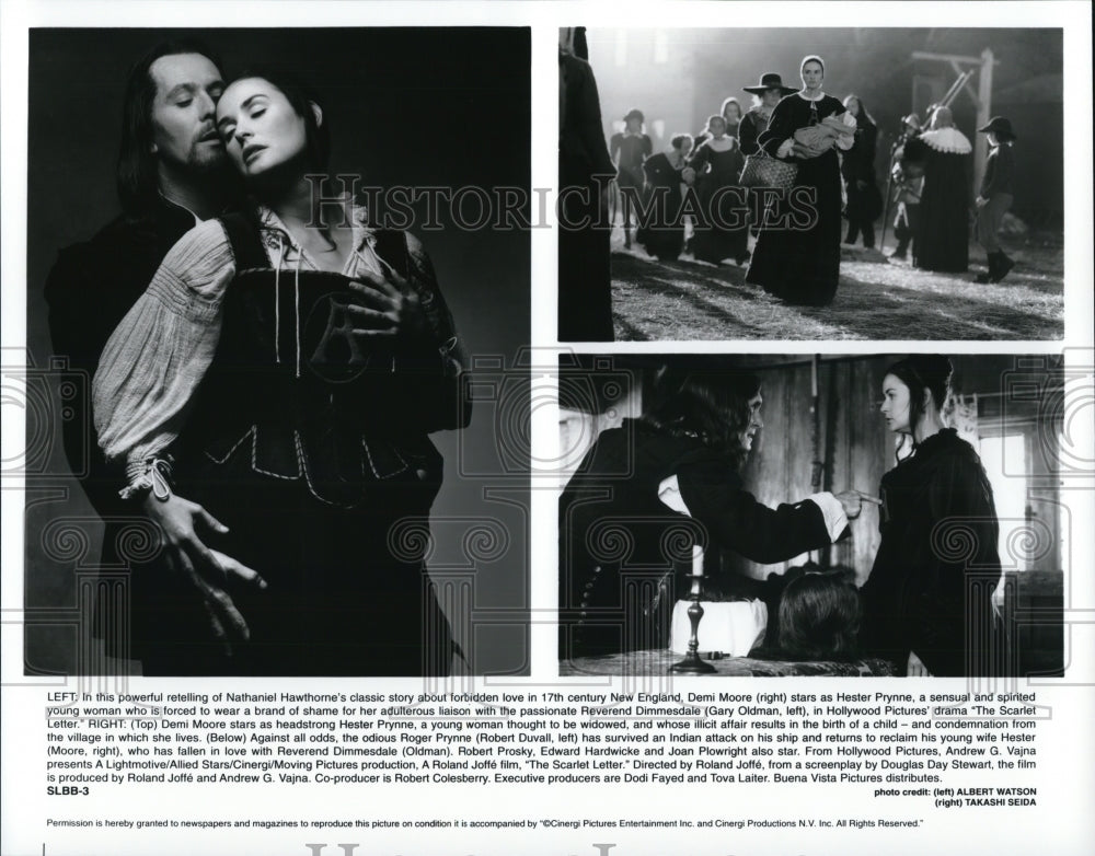 Undated Press Photo Demi Moore Robert Duvall Gary Oldman in The Scarlet Letter-Historic Images