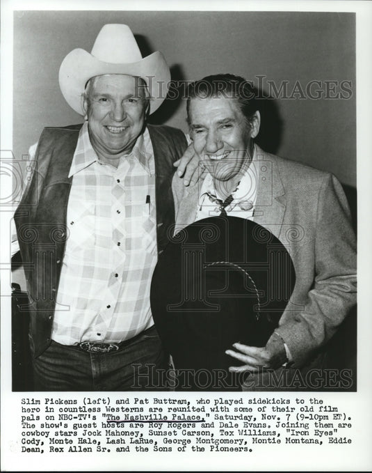 Press Photo Slim Pickens & Pat Buttram at The Nashville Palace - Historic Images