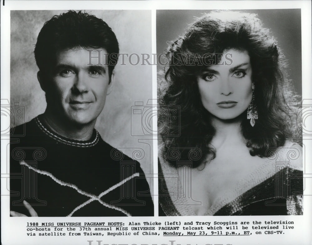 1988 Alan Thicke and Tracy Scoggins Miss Universe Pageant Hosts - Historic Images