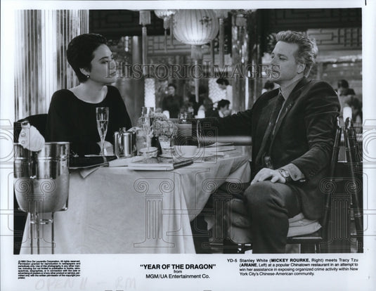 1985 Press Photo Mickey Rourke and Ariane in Year of the Dragon - Historic Images
