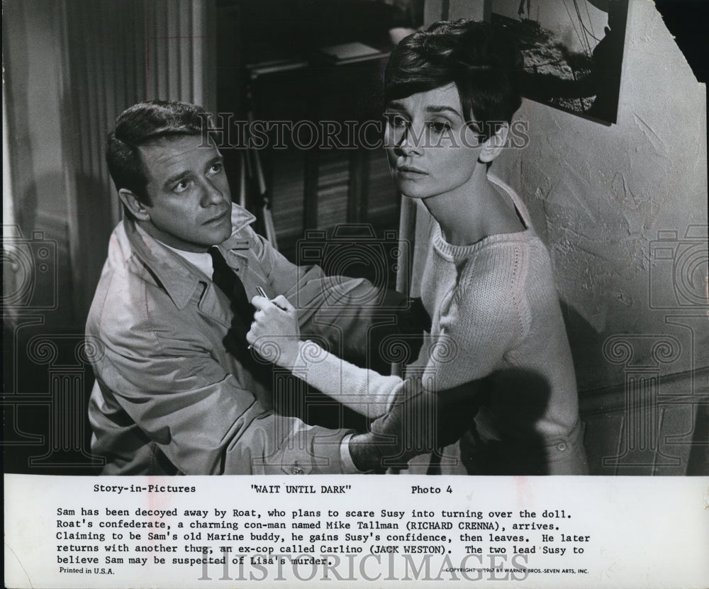 1969 Press Photo Richard Grenna Audrey Hepburn Wait Until Dark - Historic Images