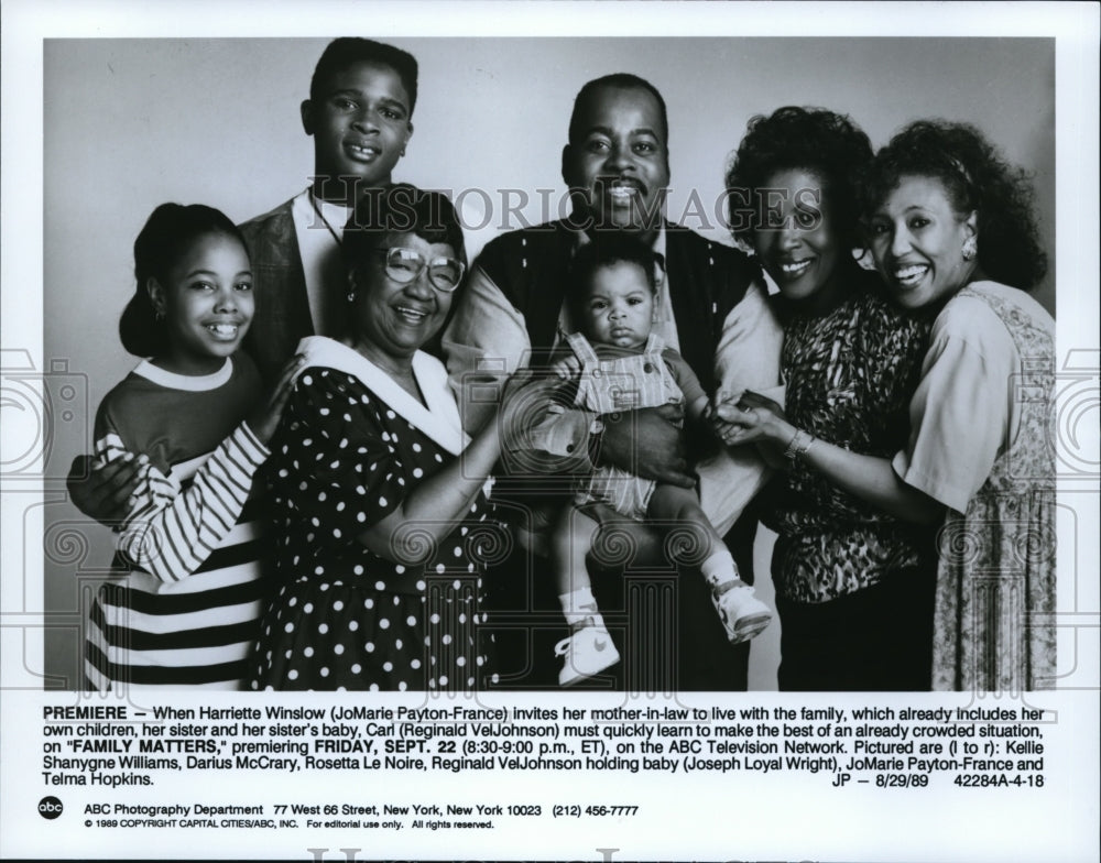 1989 Press Photo JoMarie Payton-France &amp; Cast Members of Family Matters - Historic Images