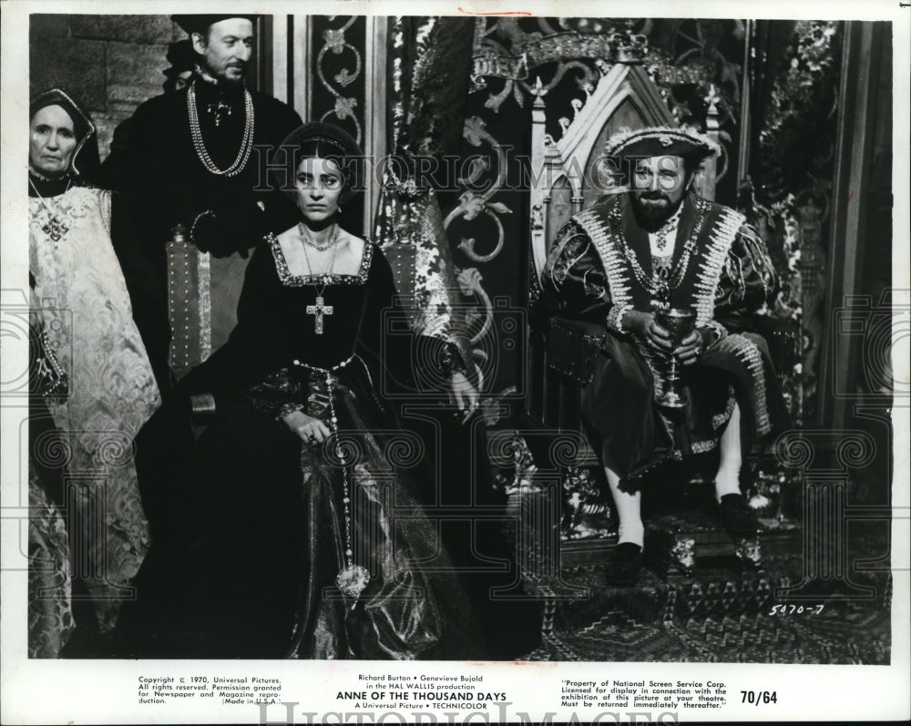 1970 Press Photo Irene Papas &amp; Richard Burton in Anne of the Thousand Days - Historic Images