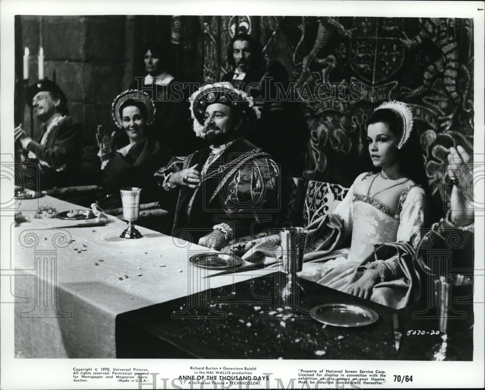 1970 Richard Burton &amp; Genevieve Bujold in Anne of the Thousand Days - Historic Images