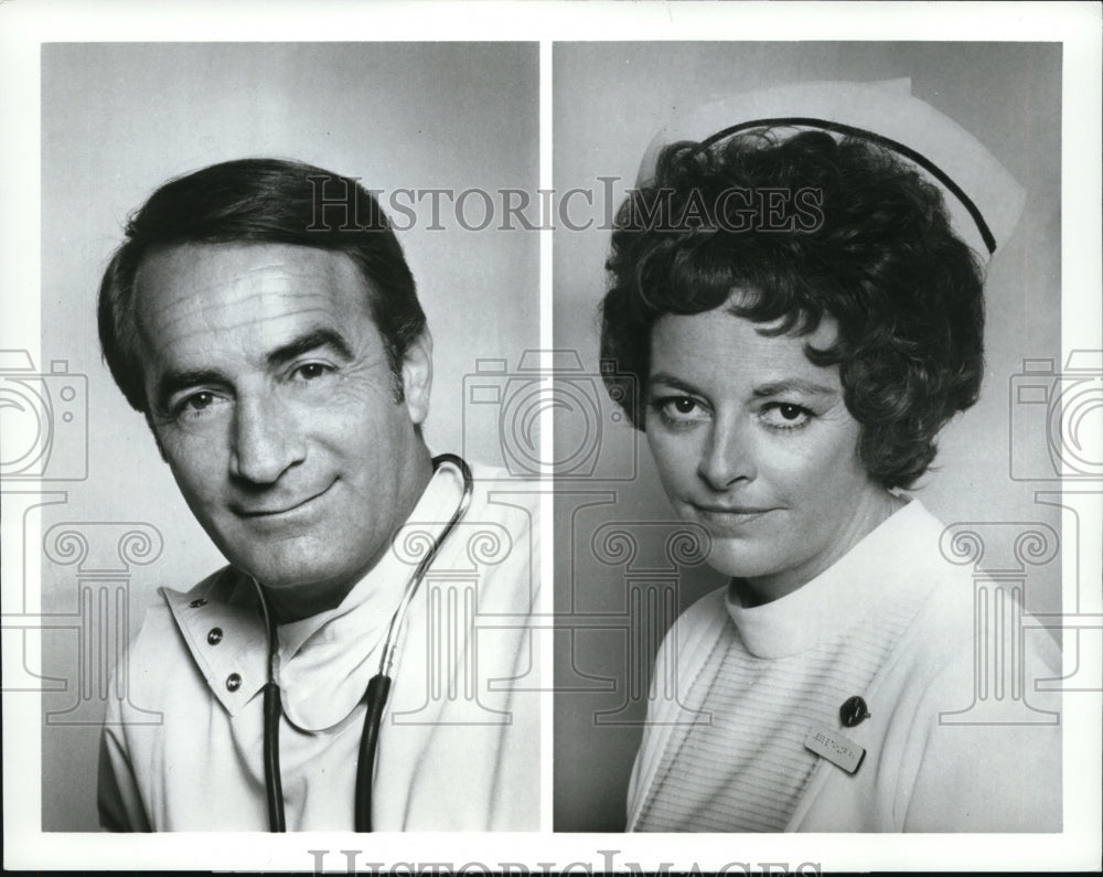 1972 Press Photo Emily McLaughlin and John Beradino on ABC&#39;s General Hospital - Historic Images