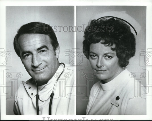 1972 Press Photo Emily McLaughlin and John Beradino on ABC's General Hospital - Historic Images