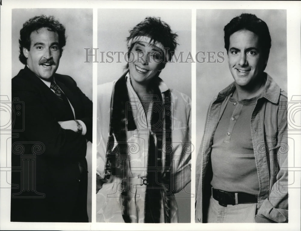 1986 Press Photo Joel Brooks, Jenny O&#39;Hara, and David Naughton in CBS&#39;s My - Historic Images