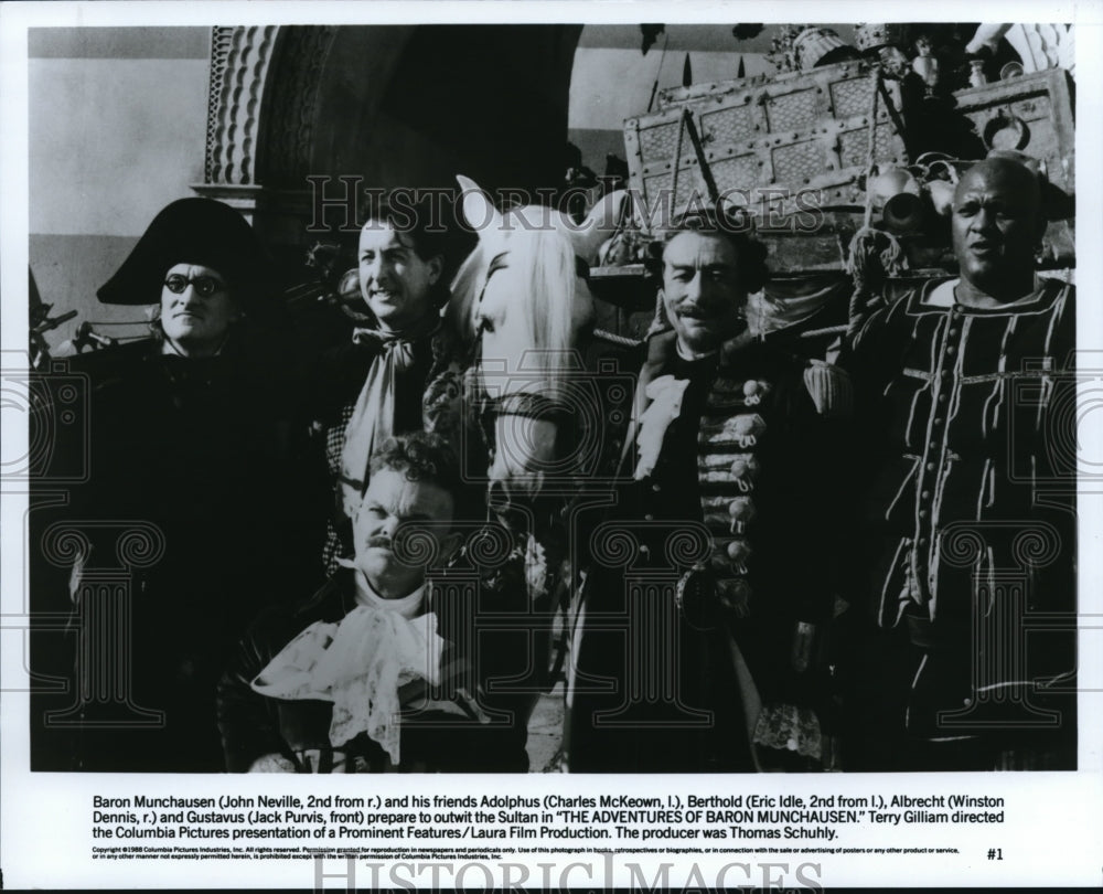 1988 Press Photo John Neville Jack Purvis in The Adventures of Baron Munchausen - Historic Images