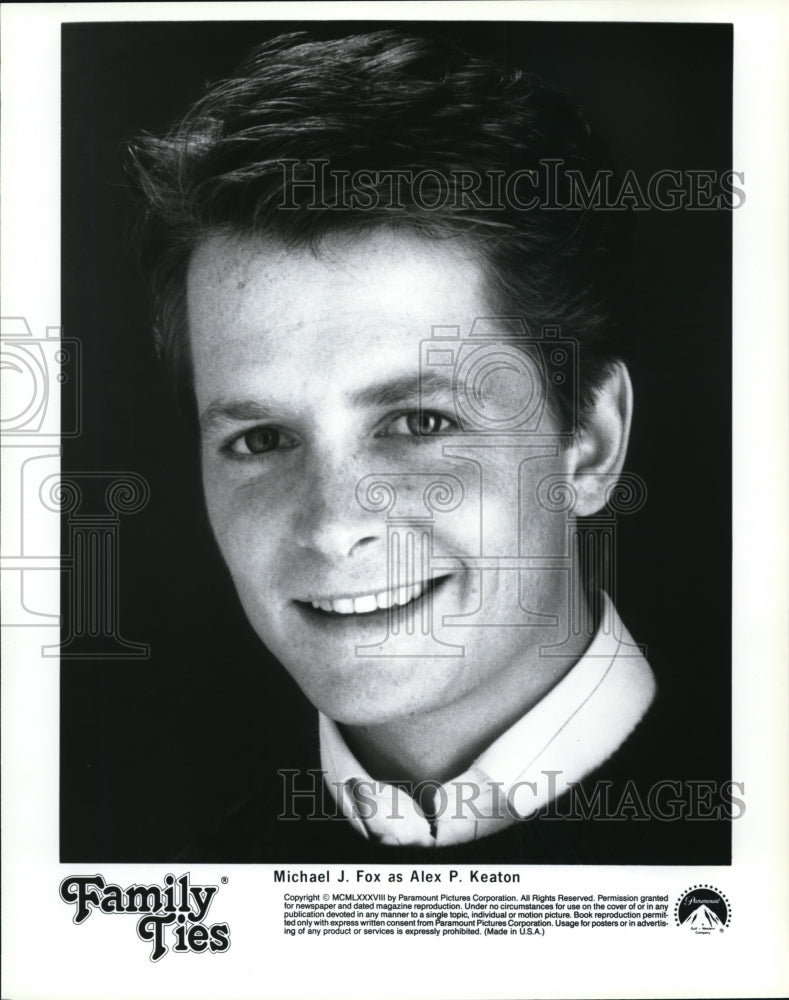 1988 Press Photo Michael J. Fox stars as Alex P. Keaton on Family Ties- Historic Images