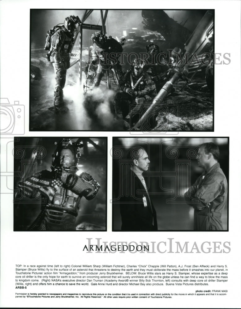 1998 Press Photo Will Patton Ben Affleck Bruce Willis and Billy Bob Thornton-Historic Images