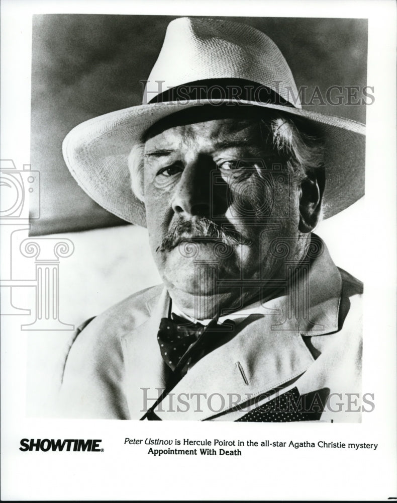 Press Photo Peter Ustinov stars in Appointment With Death presented by Showtime - Historic Images
