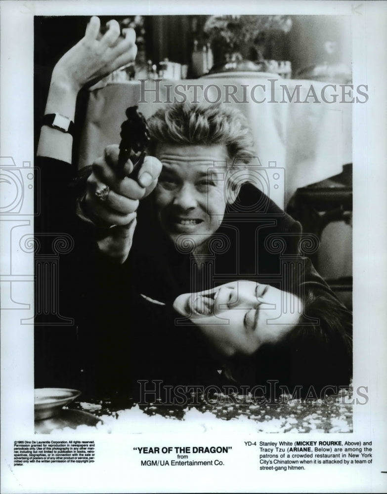 1985 Mickey Rourke &amp; Ariane in The Year of the Dragon  - Historic Images
