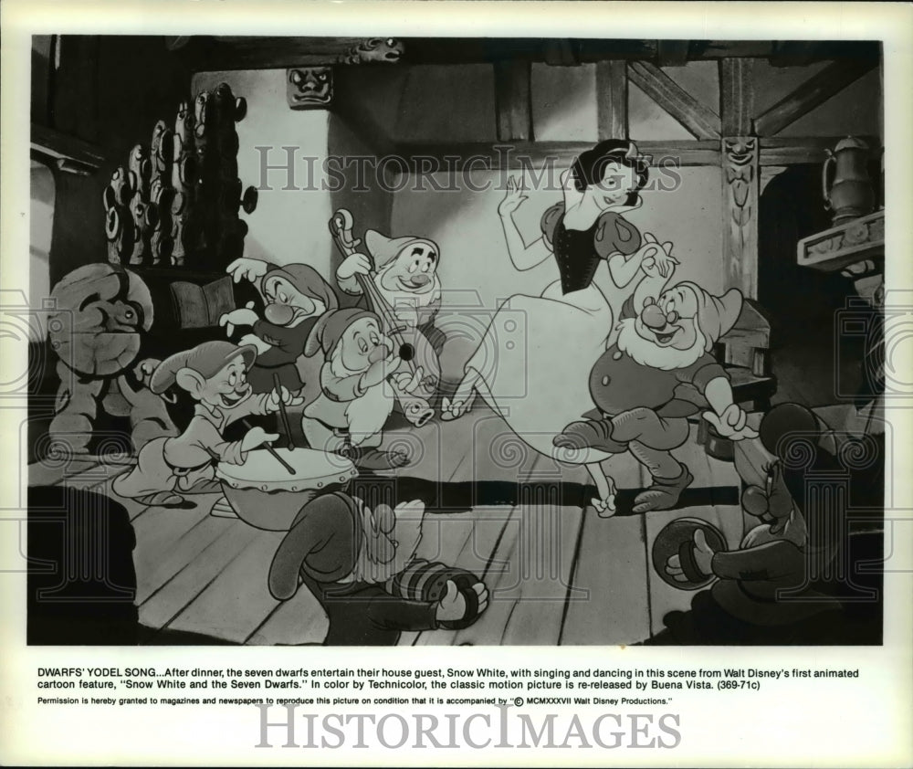 1986 Press Photo Scene from animated cartoon Snow White and the Seven Dwarfs - Historic Images