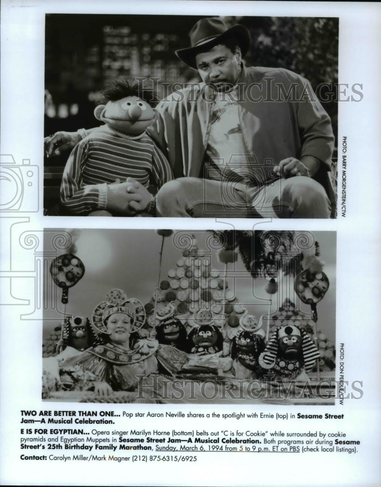 Press Photo Aaron Neville and Marilyn Horne in "Sesame Street" - cvp35216 - Historic Images