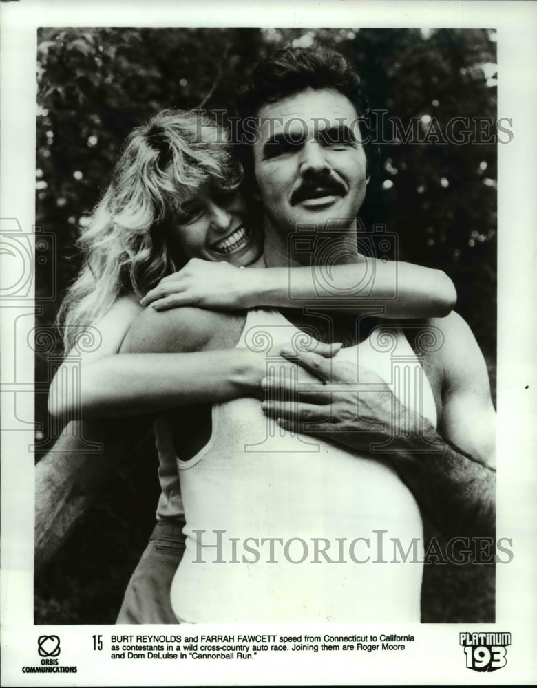 1987 Press Photo Cannon Ball Run Farrah Fawcett Burt Reynolds - Historic Images
