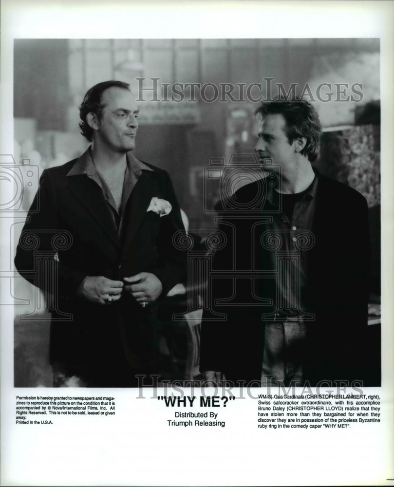 1984 Press Photo Christopher Lambert &amp; Christopher Lloyd in Why Me? - cvp35431- Historic Images