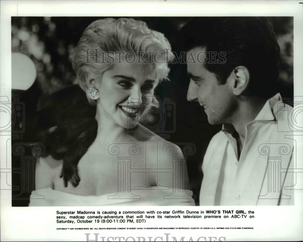 1987 Press Photo Madonna &amp; Griffin Dunne in Who&#39;s That Girl - Historic Images