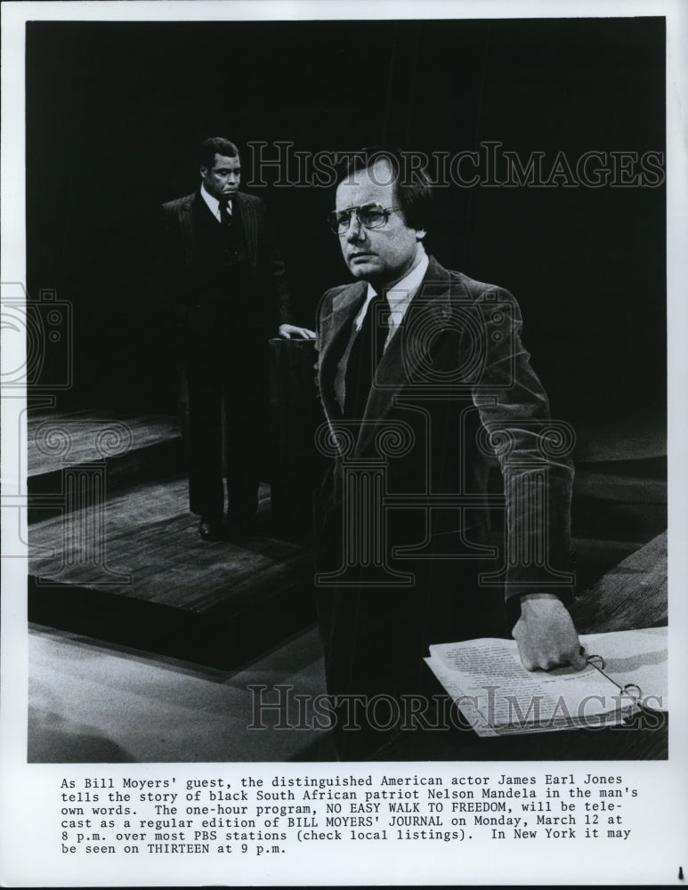 Undated Press Photo James Earl Jones and Bill Moyers on Bill Moyers Journal - Historic Images