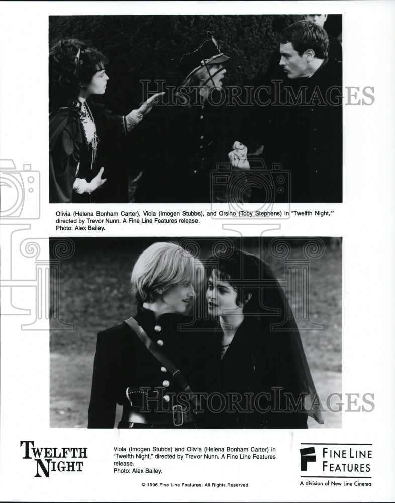 1996 Press Photo Helena Bonham Carter Imogen Stubbs Toby Stephens Twelfth Night - Historic Images
