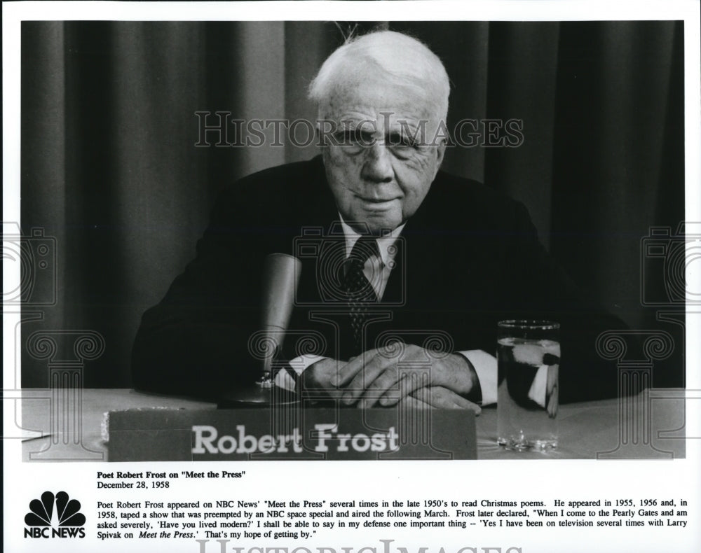 1958 Press Photo Poet Robert Frost on NBC's Meet The Press - Historic Images