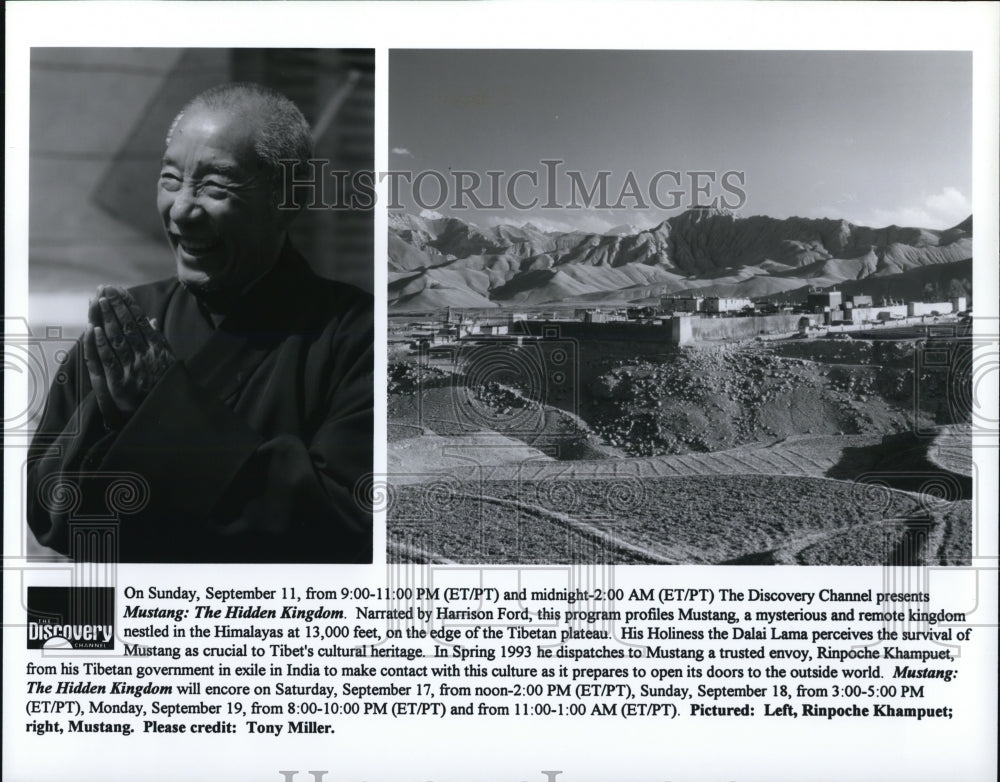 Undated Press Photo Rinpoche Khampuet and Mustang Hidden Kingdom on Discovery- Historic Images
