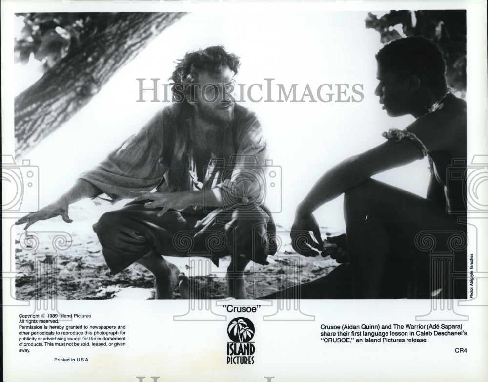 1989 Press Photo Aidan Quinn & Ade Sapara in Crusoe - cvp36563- Historic Images