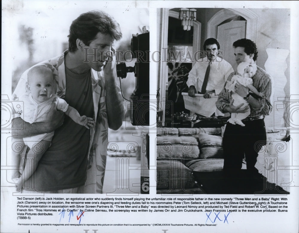 1988 Ted Danson Tom Selleck Steve Guttenburg Three Men And A Baby - Historic Images