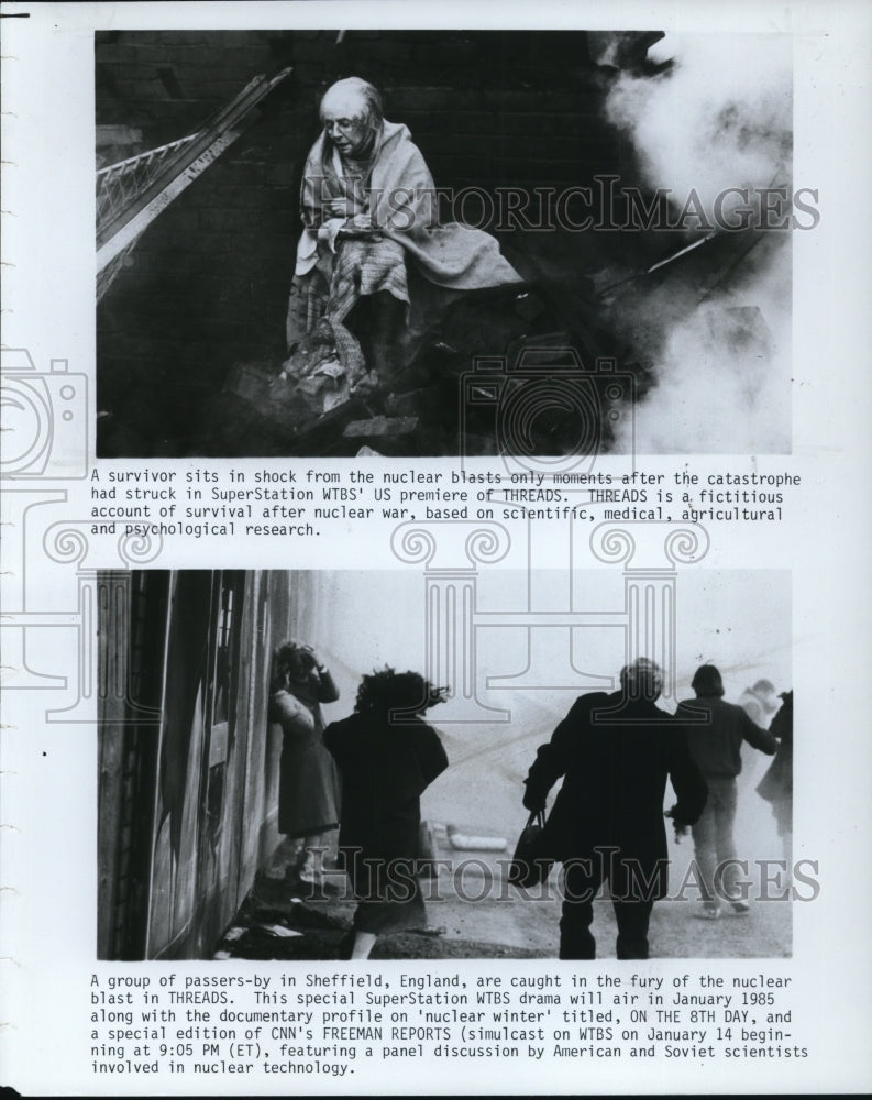 1985 Press Photo Scenes from Threads fictitious nuclear war documentary movie- Historic Images