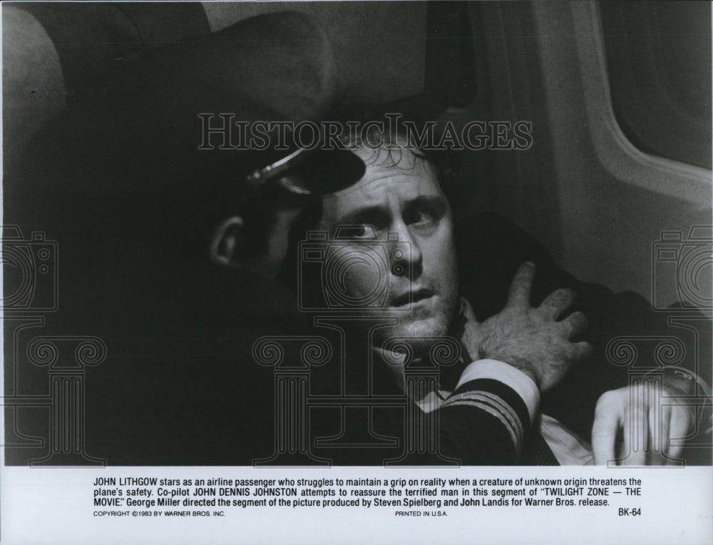 1986 Press Photo John Lithgow and John Dennis Johnston in Twilight Zone Movie - Historic Images
