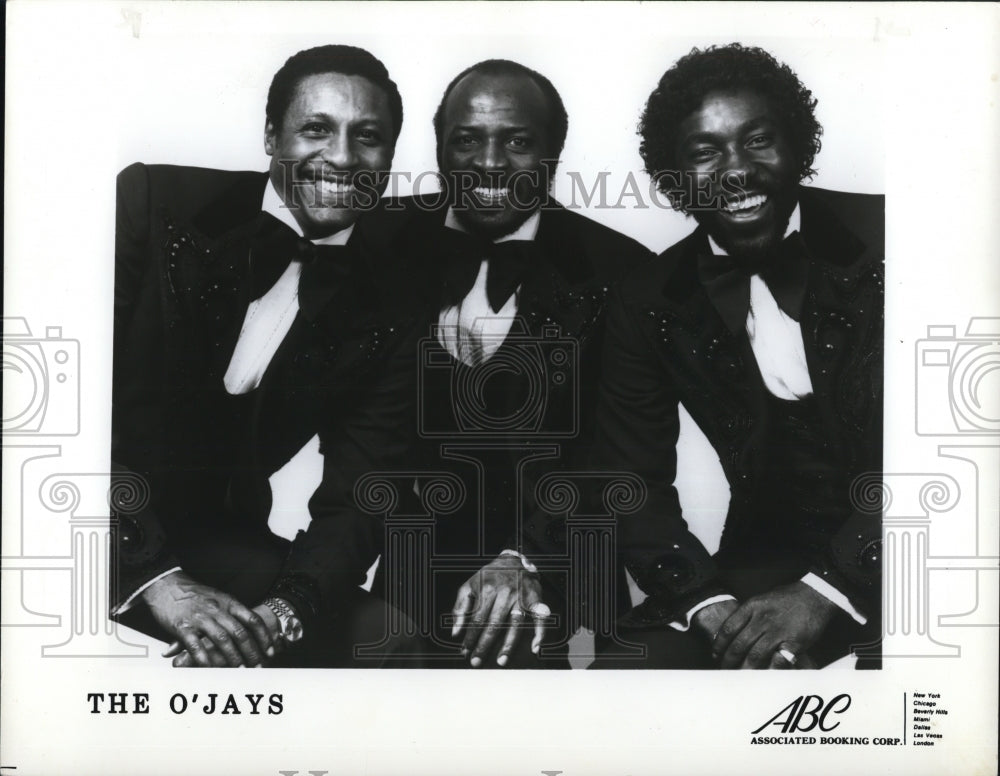 1985 Press Photo Walter Williams Eric Grant and Eddie Levert of The O'Jays - Historic Images