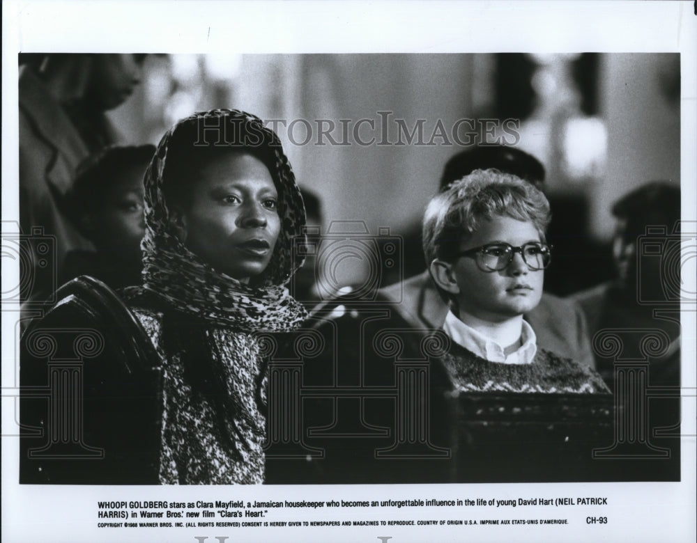 1988 Press Photo Whoopi Goldberg and Neil Patrick Harris star in Clara's Heart - Historic Images