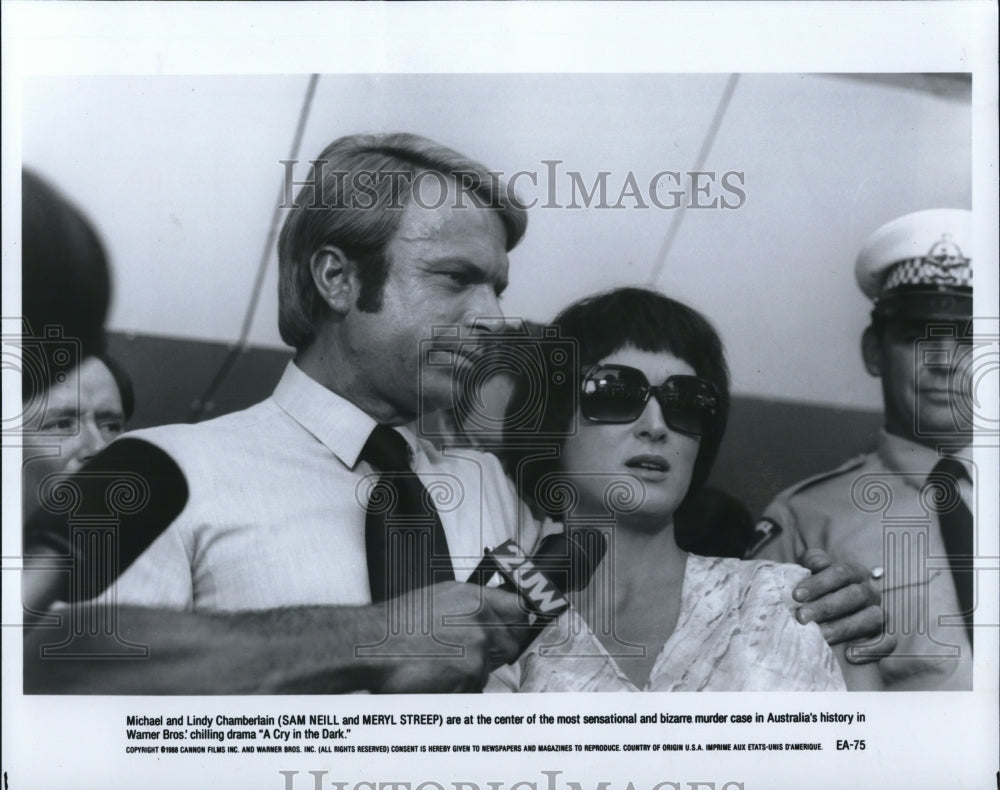 1988 Press Photo Sam Neill and Meryl Streep star in A Cry in the Dark - Historic Images