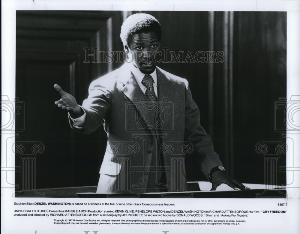 1988 Press Photo Denzel Washington stars as Stephen Biko in Cry Freedom - Historic Images
