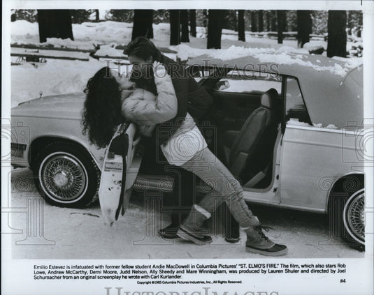 1985 Press Photo Emilio Estevez & Andie MacDowell in St Elmo's Fire - Historic Images
