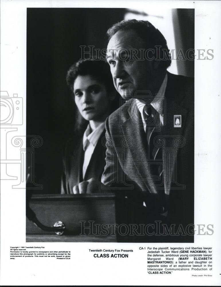 1991 Press Photo Gene Hackman, Mary Elizabeth Mastrantonio in Class Action - Historic Images